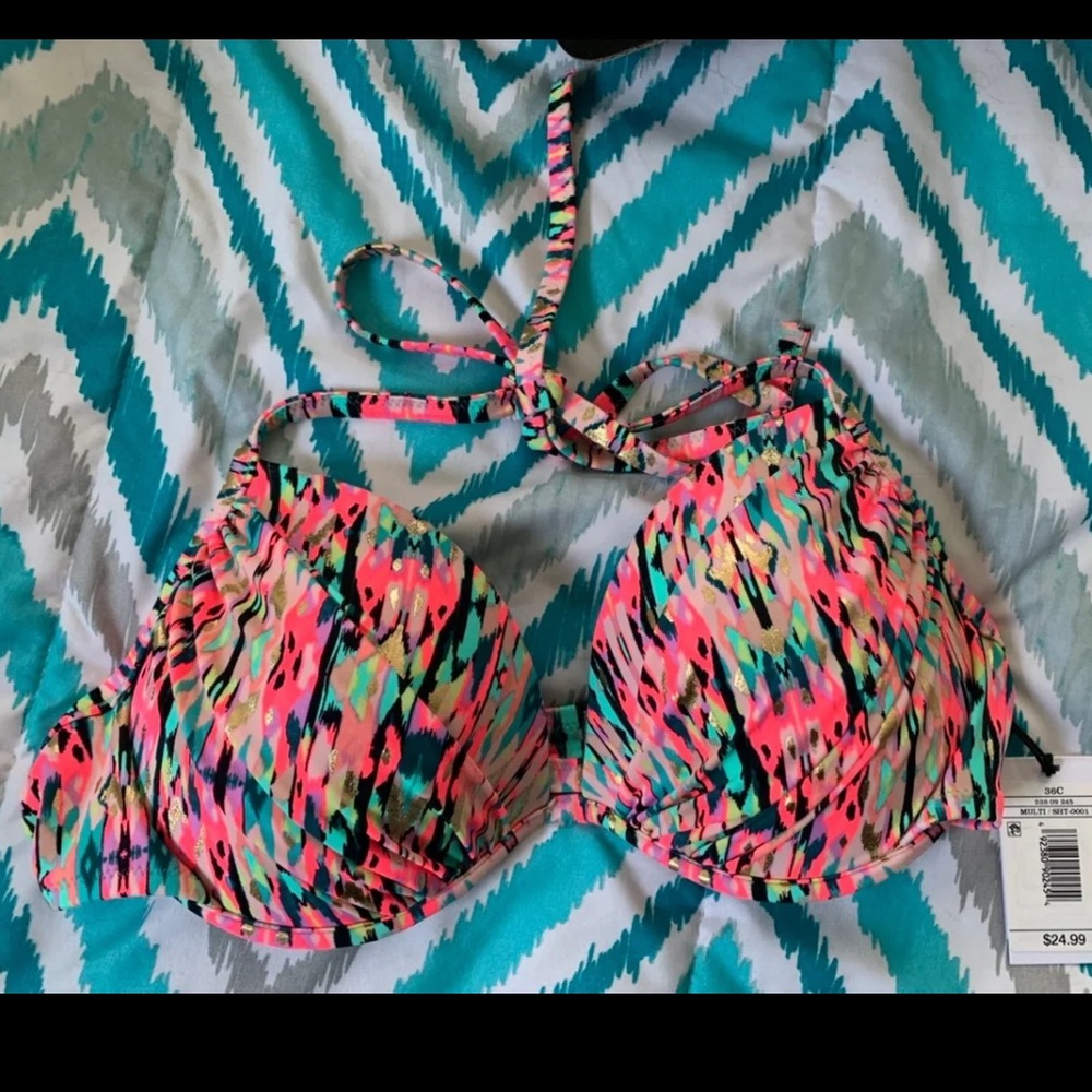 Multicolored Push Up Swim Top Size 36C